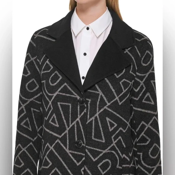 NWT KARL LAGERFELD PARIS Logo Print Wool Blend